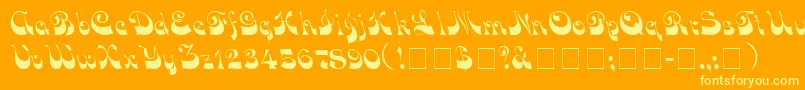 VocoScriptSsi-Schriftart – Gelbe Schriften auf orangefarbenem Hintergrund