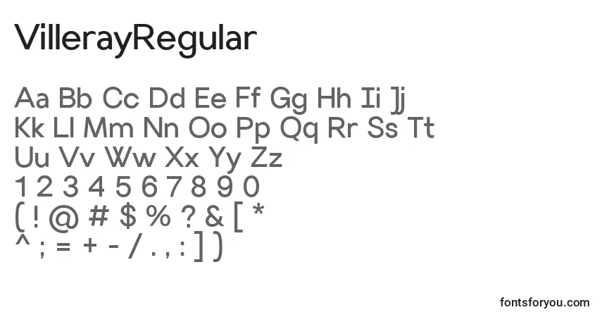 Schriftart VillerayRegular – Alphabet, Zahlen, spezielle Symbole