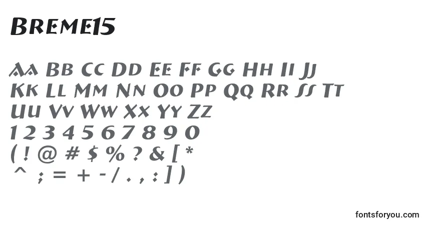 A fonte Breme15 – alfabeto, números, caracteres especiais