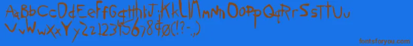 フォントSloppyJane – 茶色の文字が青い背景にあります。