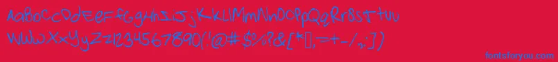 Strawberrypinkchild Font – Blue Fonts on Red Background