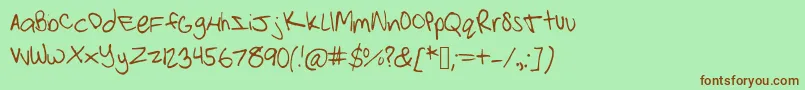 Шрифт Strawberrypinkchild – коричневые шрифты на зелёном фоне