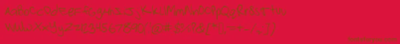 Strawberrypinkchild-Schriftart – Braune Schriften auf rotem Hintergrund