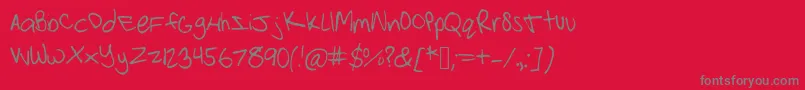 Strawberrypinkchild-Schriftart – Graue Schriften auf rotem Hintergrund