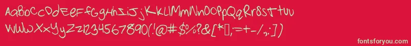 Strawberrypinkchild-Schriftart – Grüne Schriften auf rotem Hintergrund