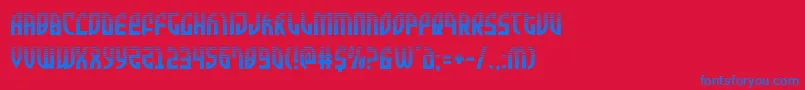 Zoneriderhalf-Schriftart – Blaue Schriften auf rotem Hintergrund