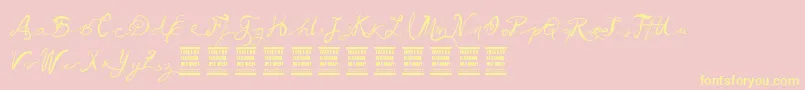 VtksBallerina-Schriftart – Gelbe Schriften auf rosa Hintergrund