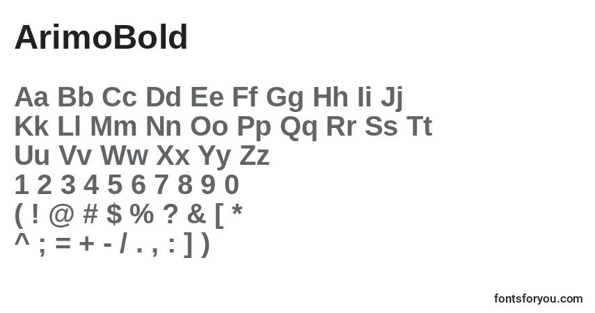 Шрифт ArimoBold – алфавит, цифры, специальные символы