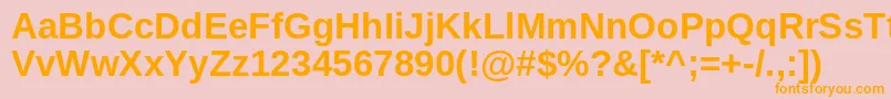 フォントArimoBold – オレンジの文字がピンクの背景にあります。