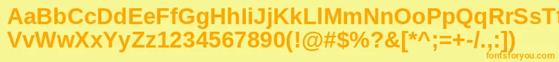 フォントArimoBold – オレンジの文字が黄色の背景にあります。