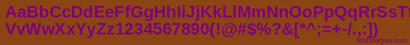 ArimoBold-fontti – violetit fontit ruskealla taustalla