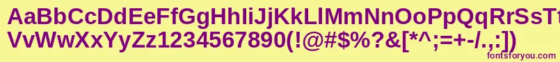 ArimoBold-fontti – violetit fontit keltaisella taustalla