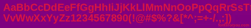 Czcionka ArimoBold – czerwone czcionki na fioletowym tle