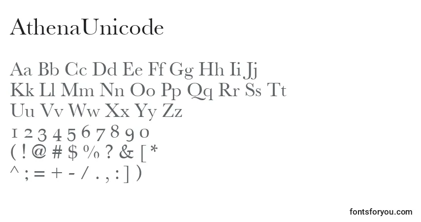 AthenaUnicode Font – alphabet, numbers, special characters