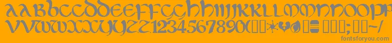 Eltirg ffy-Schriftart – Graue Schriften auf orangefarbenem Hintergrund