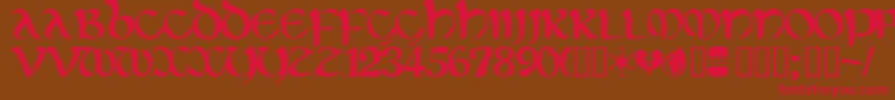 Eltirg ffy-Schriftart – Rote Schriften auf braunem Hintergrund