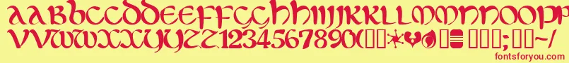 フォントEltirg ffy – 赤い文字の黄色い背景