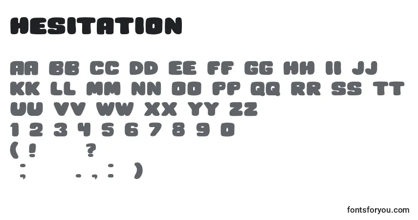 Шрифт Hesitation – алфавит, цифры, специальные символы