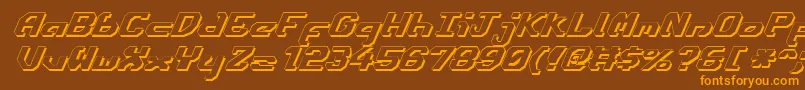 EnsignFlandryShadowItalic-Schriftart – Orangefarbene Schriften auf braunem Hintergrund