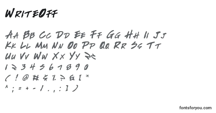 A fonte WriteOff – alfabeto, números, caracteres especiais