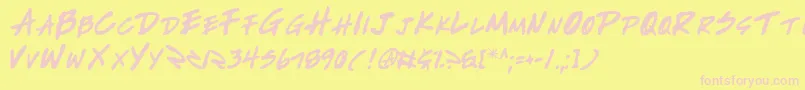 WriteOff-fontti – vaaleanpunaiset fontit keltaisella taustalla