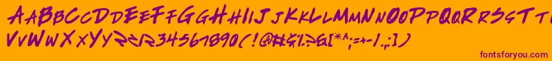 WriteOff Font – Purple Fonts on Orange Background