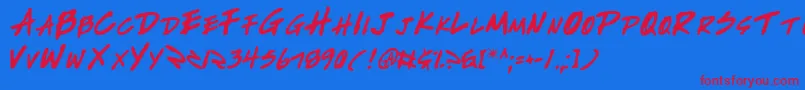 WriteOff-fontti – punaiset fontit sinisellä taustalla
