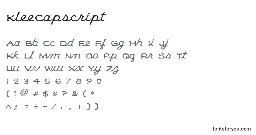Schriftart KleeCapscript – Alphabet, Zahlen, spezielle Symbole