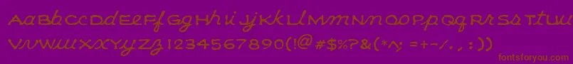 KleeCapscript-Schriftart – Braune Schriften auf violettem Hintergrund