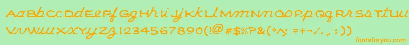 KleeCapscript Font – Orange Fonts on Green Background