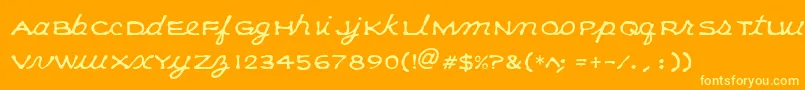 KleeCapscript-Schriftart – Gelbe Schriften auf orangefarbenem Hintergrund