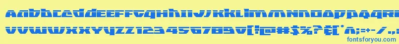 フォントBlackbishoplaser – 青い文字が黄色の背景にあります。