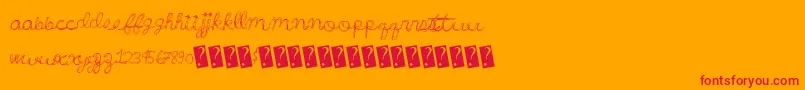 Wonderfulparty-Schriftart – Rote Schriften auf orangefarbenem Hintergrund