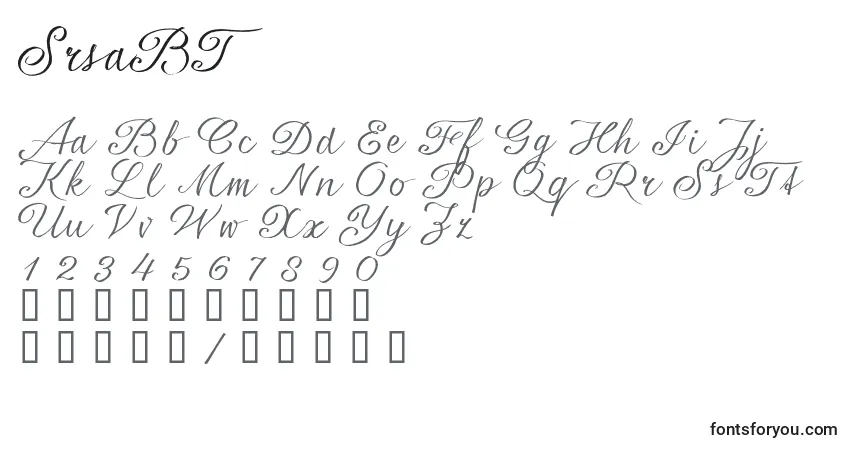 Czcionka SrsaBT – alfabet, cyfry, specjalne znaki