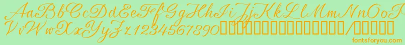 SrsaBT-Schriftart – Orangefarbene Schriften auf grünem Hintergrund