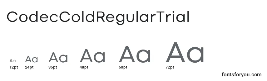 Размеры шрифта CodecColdRegularTrial