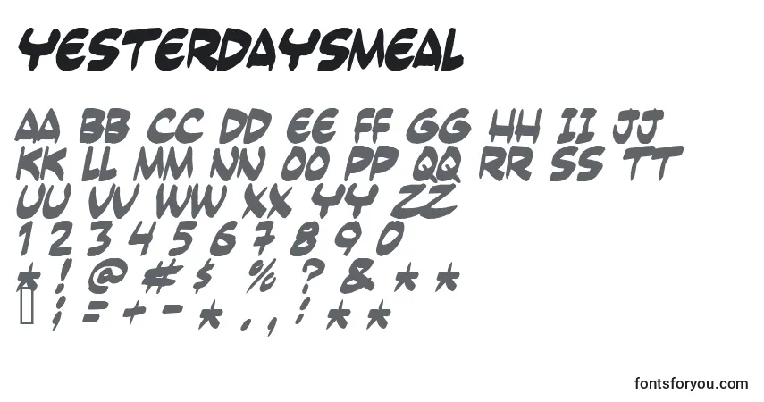 Schriftart Yesterdaysmeal – Alphabet, Zahlen, spezielle Symbole