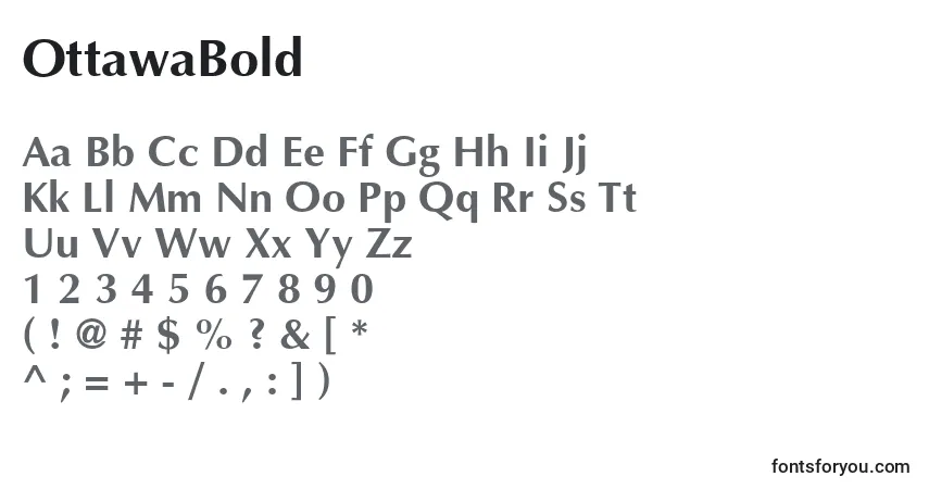 Шрифт OttawaBold – алфавит, цифры, специальные символы