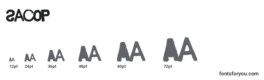sizes of sacop font, sacop sizes
