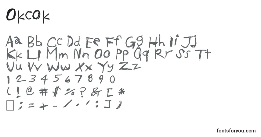 characters of okcok font, letter of okcok font, alphabet of  okcok font