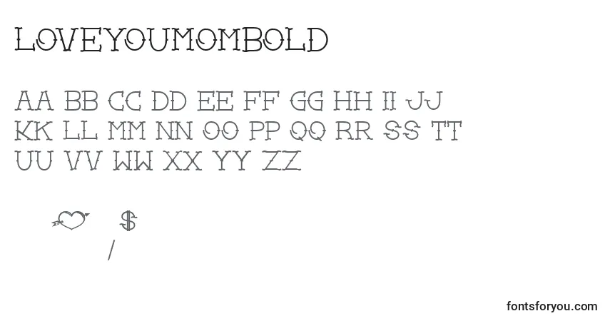 LoveYouMomBold Font – alphabet, numbers, special characters