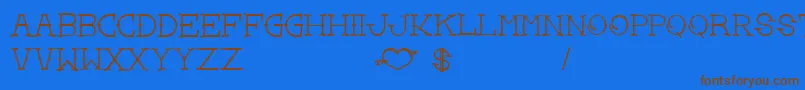 LoveYouMomBold Font – Brown Fonts on Blue Background