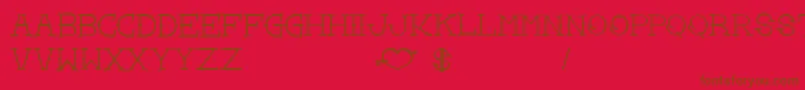 Weitere Informationen zur LoveYouMomBold-Schriftart LoveYouMomBold-Schriftart – Braune Schriften auf rotem Hintergrund