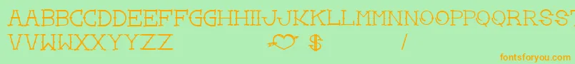 LoveYouMomBold-Schriftart – Orangefarbene Schriften auf grünem Hintergrund