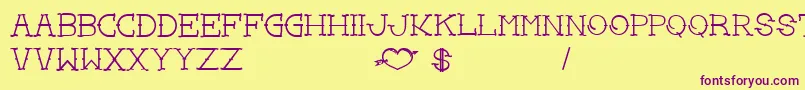 LoveYouMomBold Font – Purple Fonts on Yellow Background