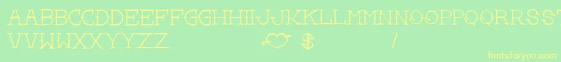 LoveYouMomBold-Schriftart – Gelbe Schriften auf grünem Hintergrund