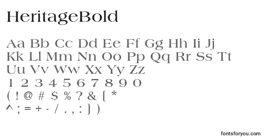 Шрифт HeritageBold – алфавит, цифры, специальные символы