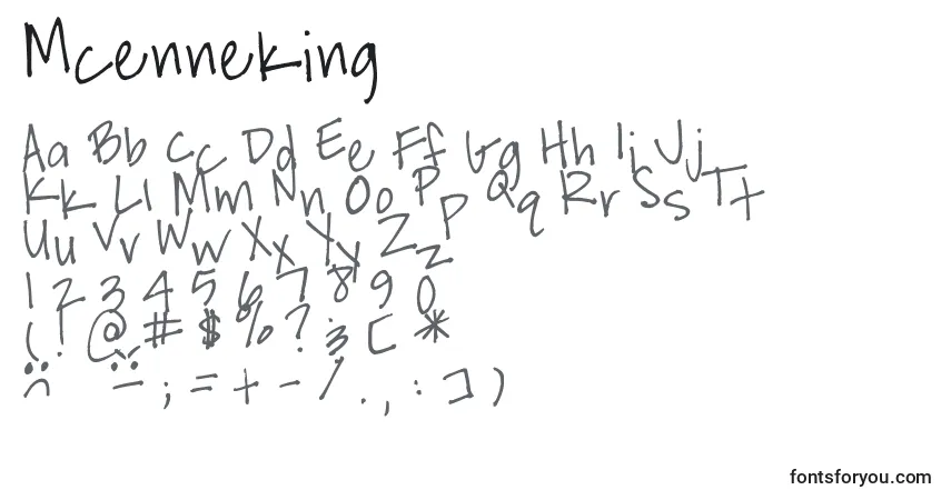 Schriftart Mcenneking – Alphabet, Zahlen, spezielle Symbole