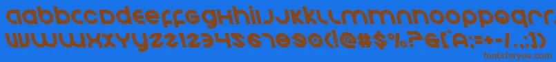 Echostationleft-Schriftart – Braune Schriften auf blauem Hintergrund