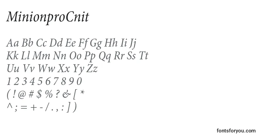 A fonte MinionproCnit – alfabeto, números, caracteres especiais
